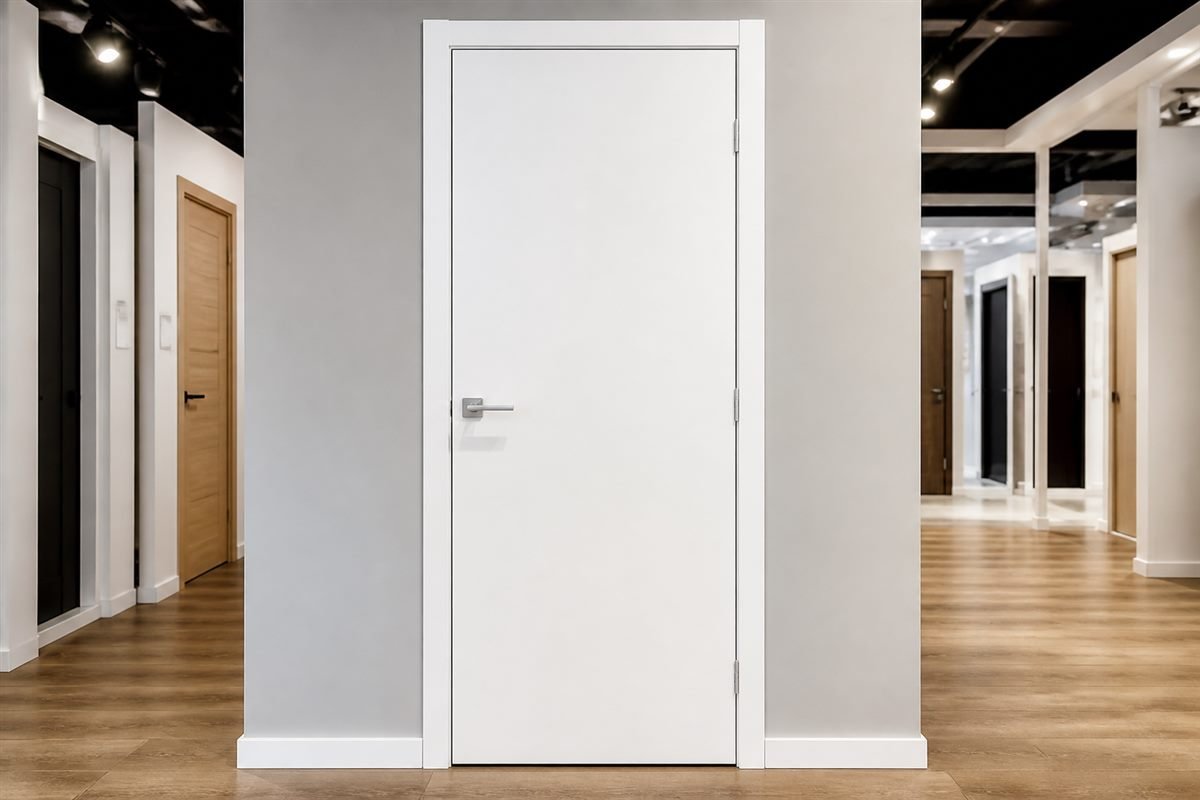 White flush door with silver handle